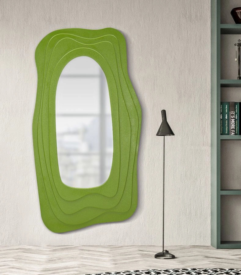 SPECCHIO DA MURO DAFNE VERDE CM 90X4X165