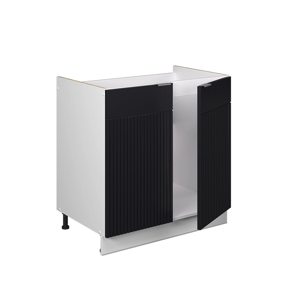 Mobile lavello cucina Fame-Line Nero rigato/Bianco 80 cm, PL Antracite Vicco