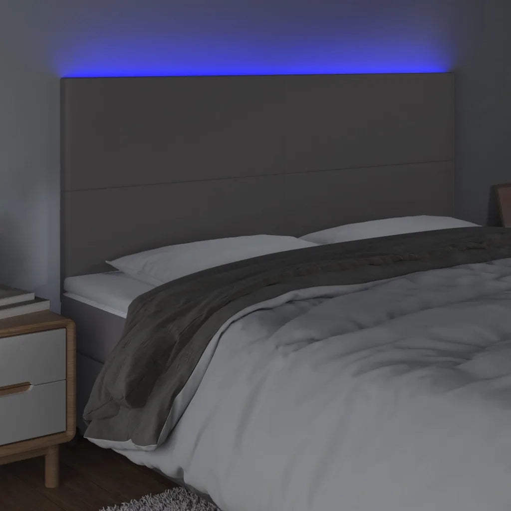 Testiera a LED Grigio 160x5x118/128cm in Similpelle 3122244