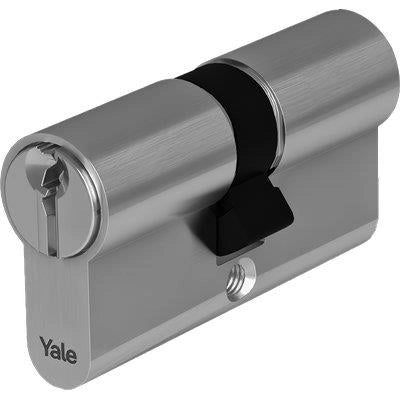 CILINDRO SAGOMATO Y500 YALE  OTTONE NICHELATO CHIAVI 3 CAMMA DIN MM 80 30+50