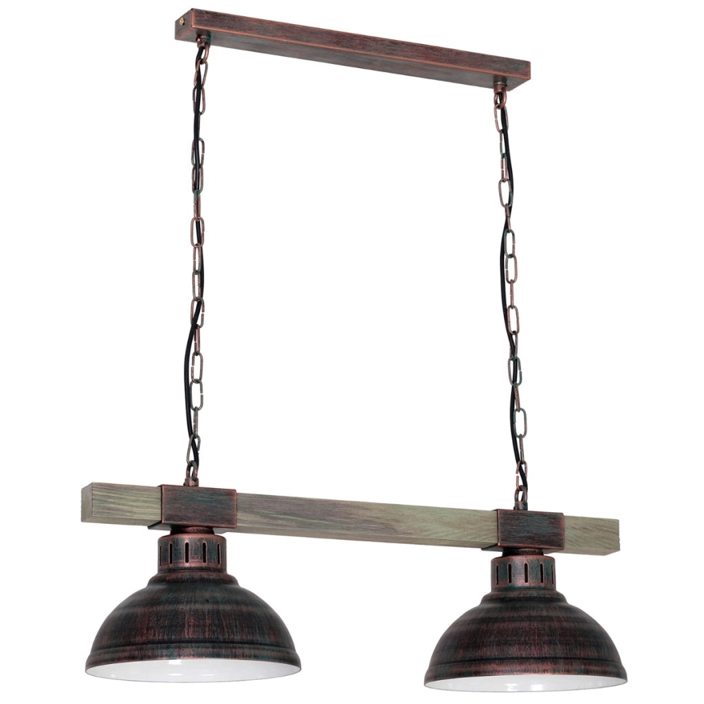 Lampada sospensione loft Hakon marrone/legno 2xE27
