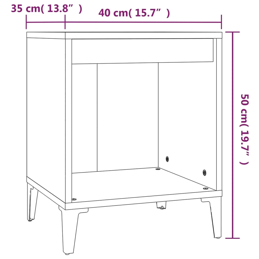 Set di 2 Comodini | Armadio da Notte | Mobiletto da notte in Bianco Lucido 40x35x50 cm