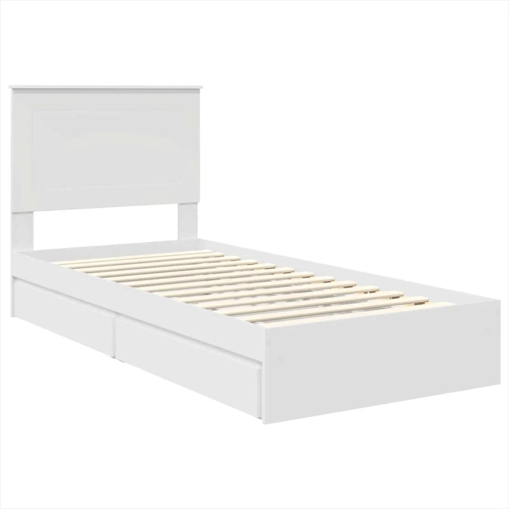 Letto con Contenitore Bianco 75 x 190 cm Legno multistrato