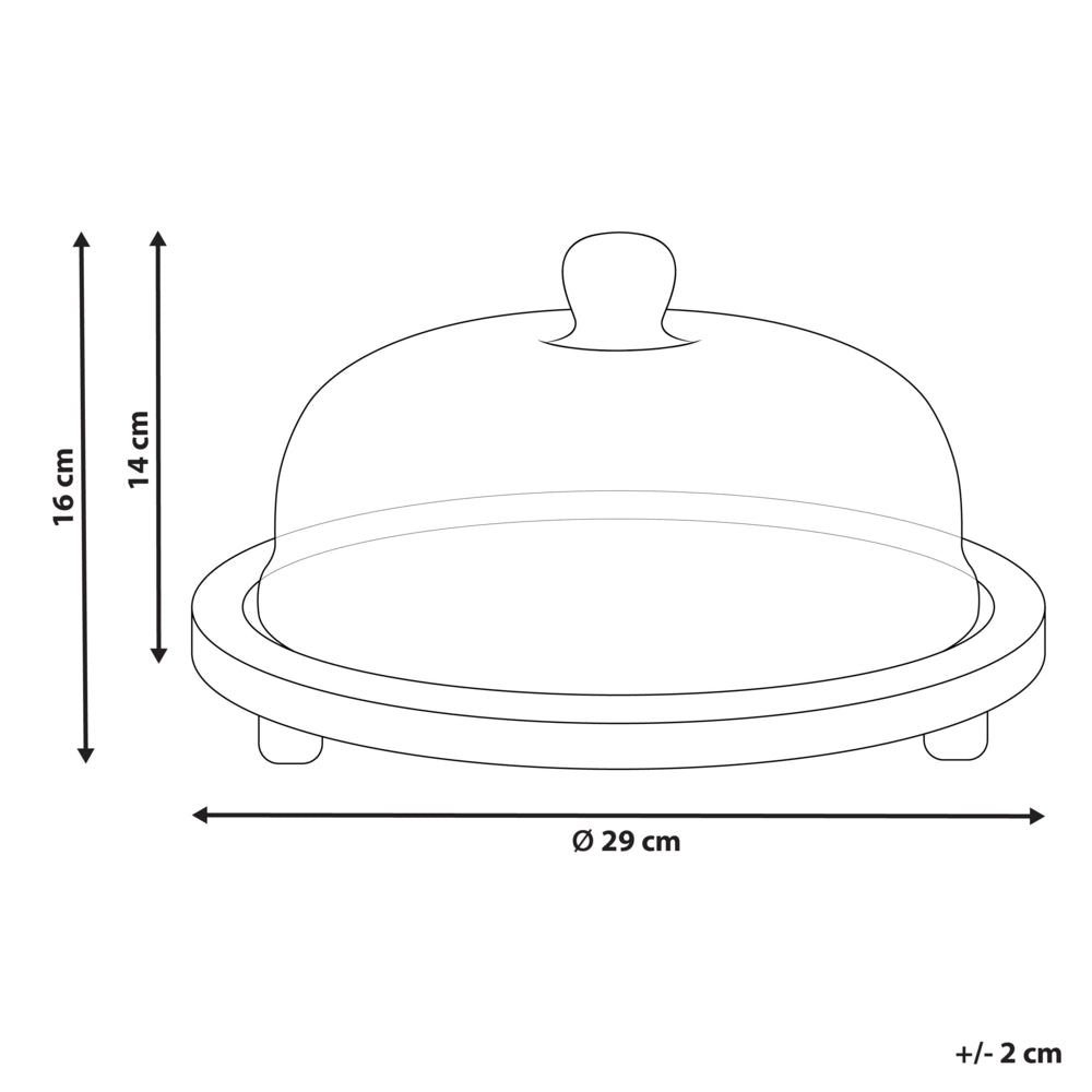 Alzata per torte con coperchio in legno di mango chiaro 29 x 29 x 16 cm Vassoio decorativo per torte Cupola pasticceria