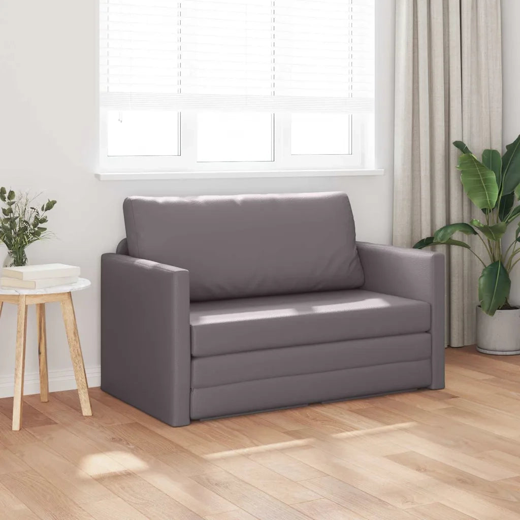 Divano letto-Sofa Letto-Daybed Grigio 124 x 71 x 78 cm Pelle Artificiale