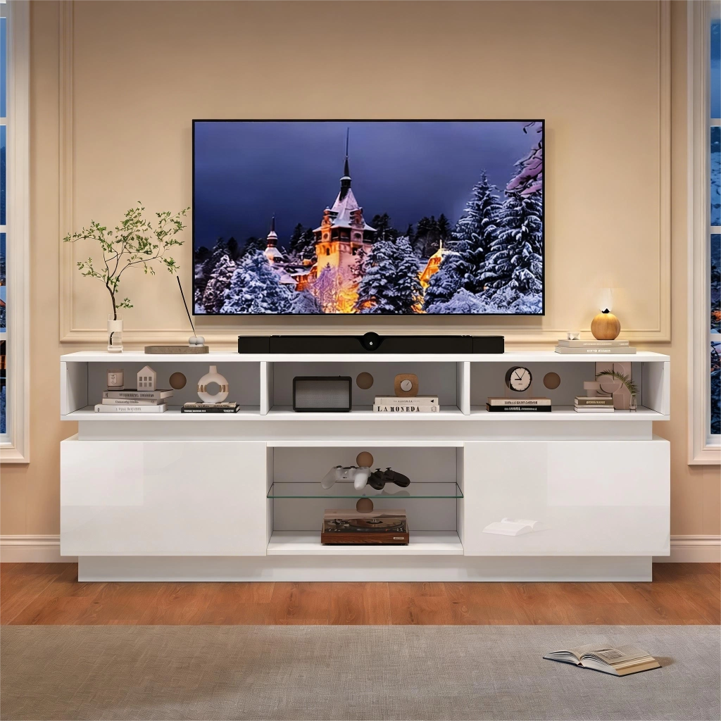 Cassettiera TV bianca in MDF lunghezza 160 cm