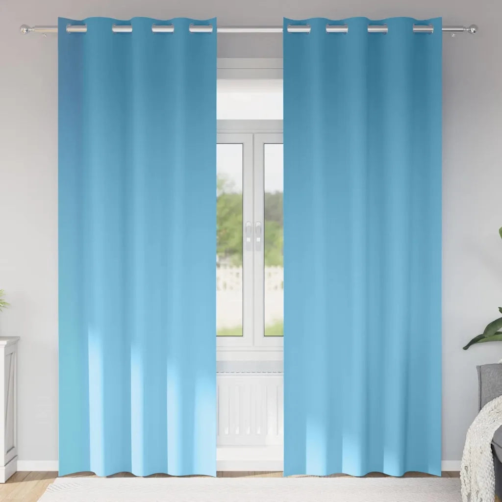 Tende Blackout con Anelli 2 pz Blu Chiaro 260 x 140 cm 4107327