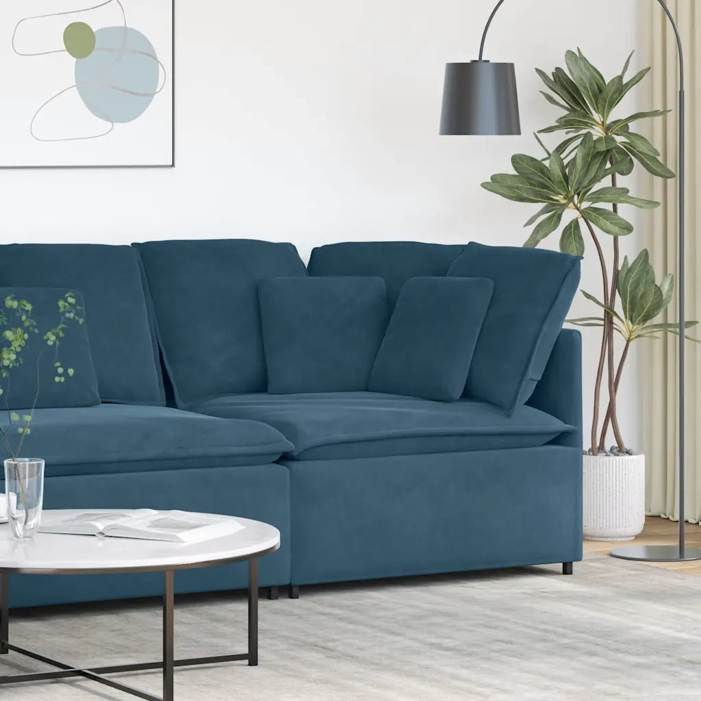 Modulo Angolare Divano Modulare con Cuscini Blu 100 cm CFW6214049