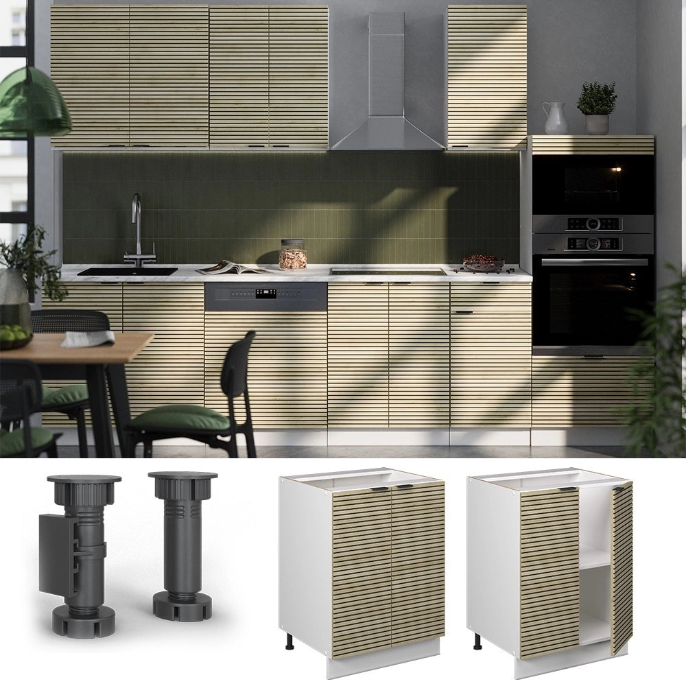Mobiletto base cucina Fame-Line Pannello in quercia/Bianco 60 cm, PL Antracite Vicco