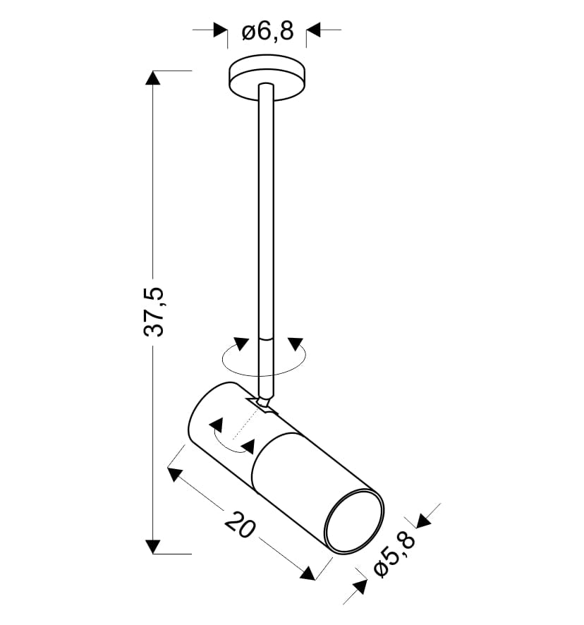 Candellux TUBA lampada a sospensione GU10 1 luce nero