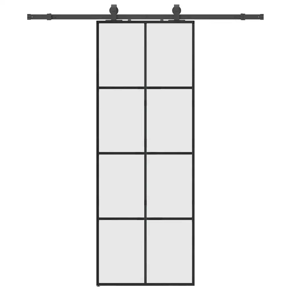 Porta Scorrevole con Ferramenta Nera 76x205 cm in Vetro ESG 3375803