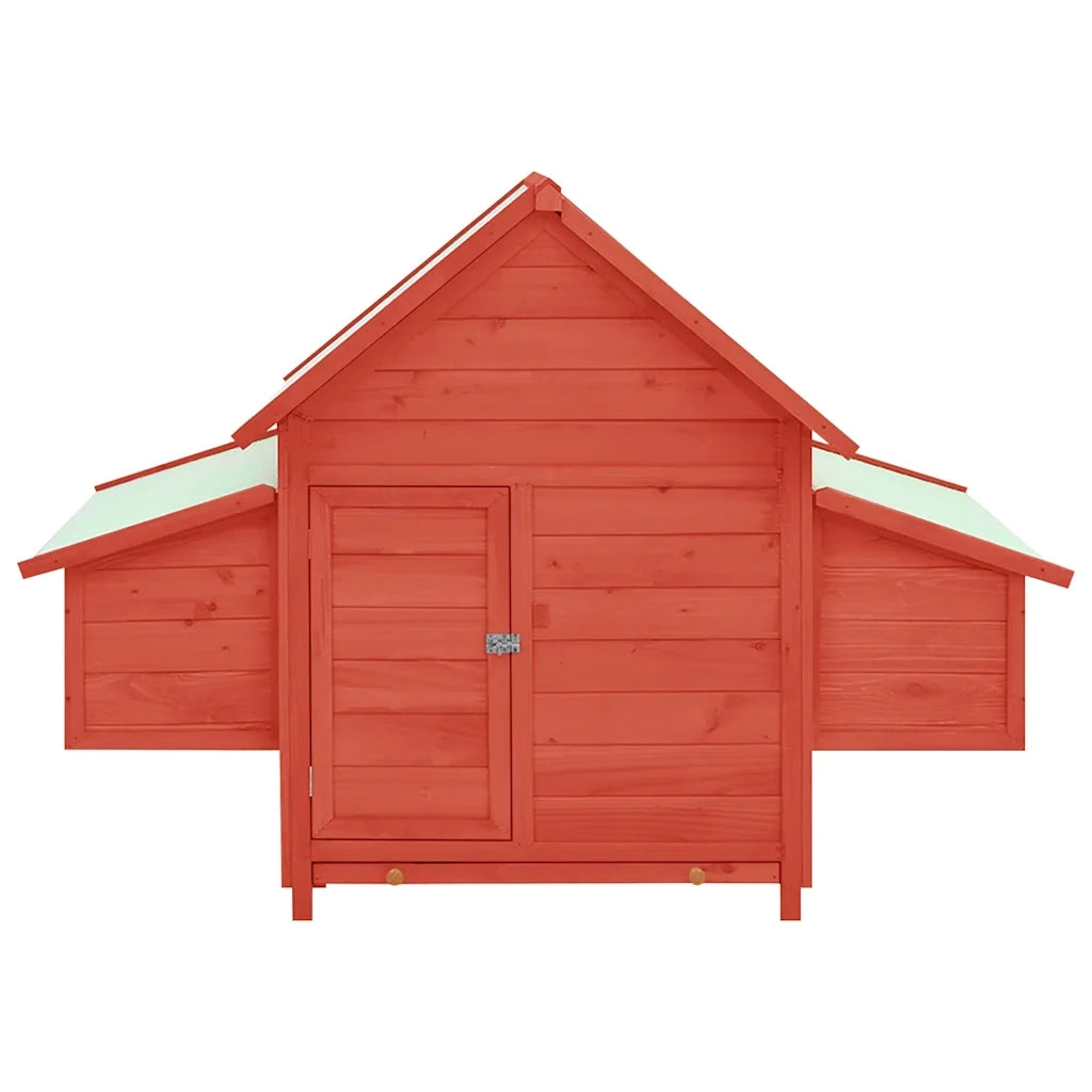 Pollaio Rosso e Bianco 150x96x110 cm Legno Massello di Abete CFW7950699