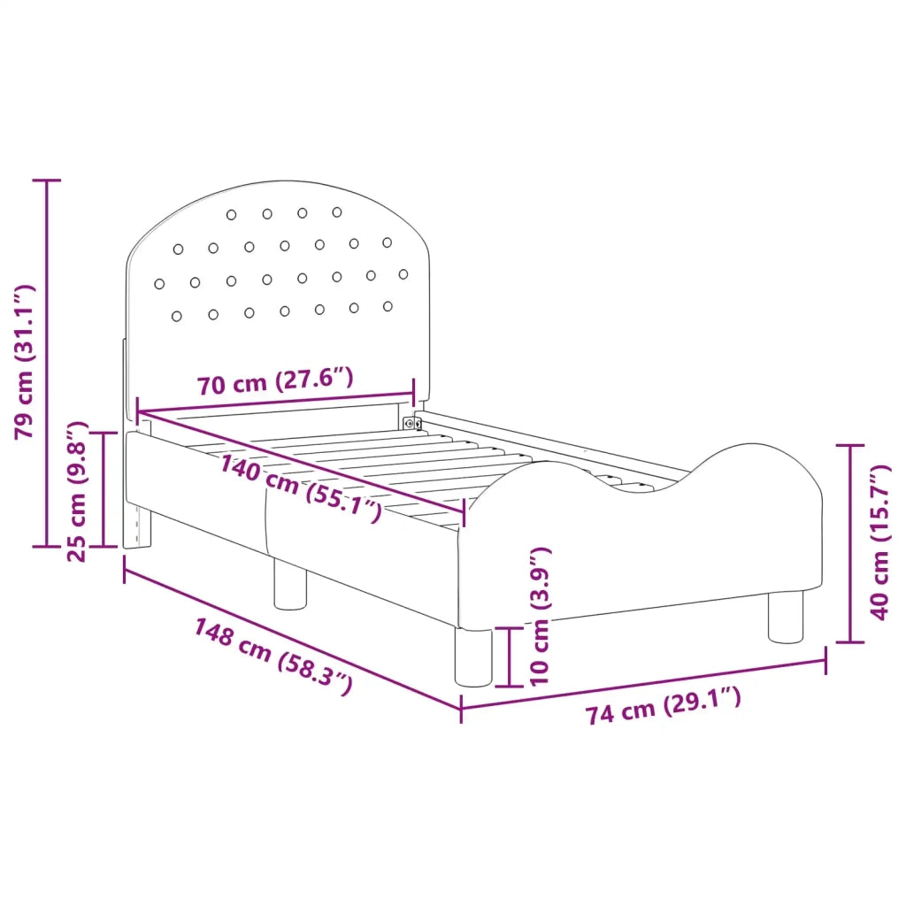 Struttura letto per bambini con testata Nero 70 x 140 cm 42011101