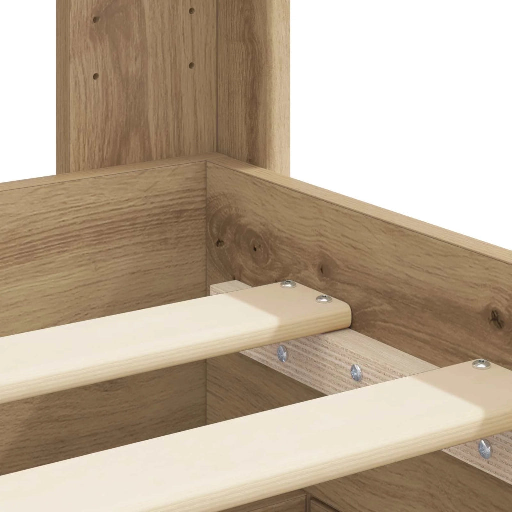 Letto singolo | Letto per adulti | Struttura del letto con stoccaggio e testata Rovere Artigianale