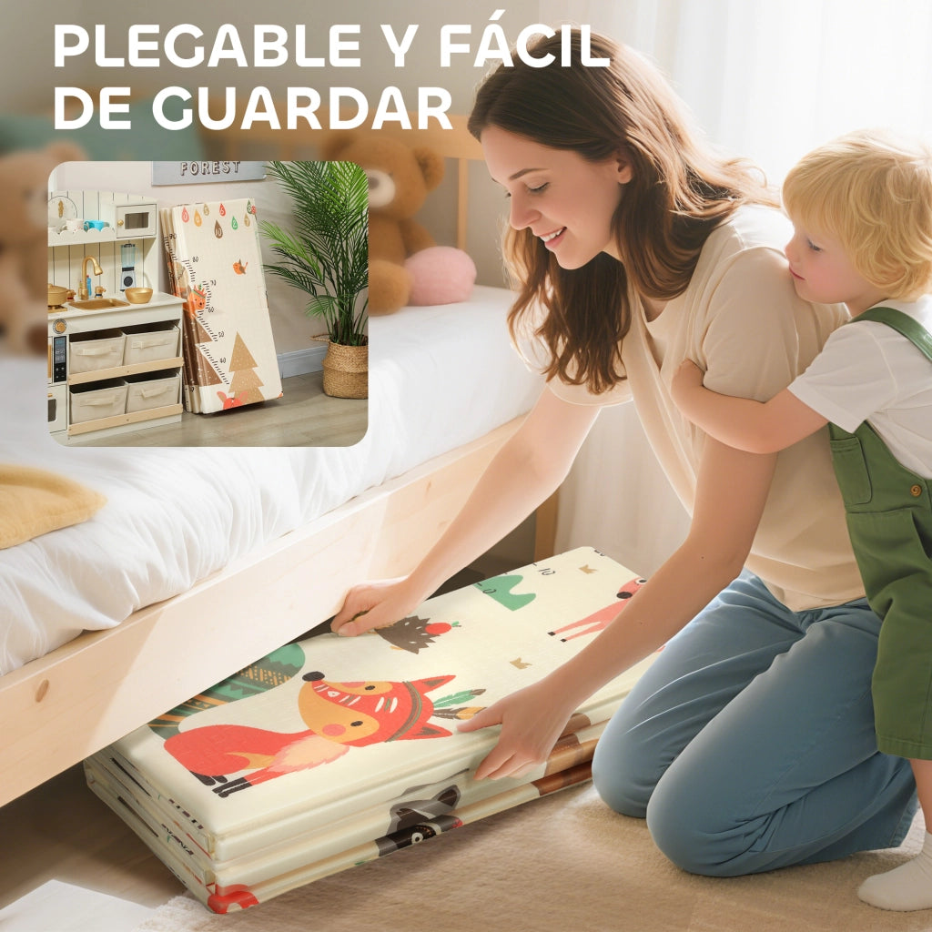Tappeto Gioco Bambini Pieghevole ¨C Xylo ¨C 196x176 cm Doppia Faccia Impermeabile Multicolore