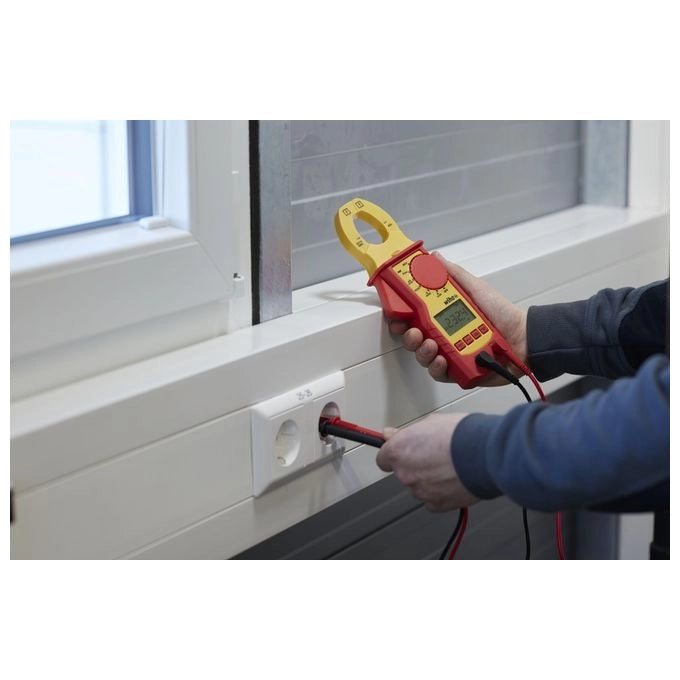 Wiha WH45219 Pinza Amperometrica fino a 1000 V AC CAT IV True RMS Corrente AC DC 400 A con Display LCD Retroilluminato e Torcia Integrata colore Rosso Giallo