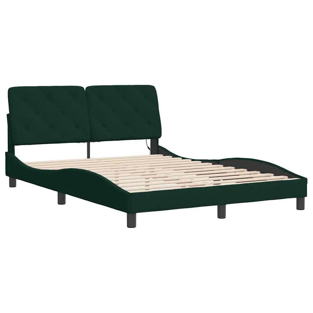 Giroletto con LED senza Materasso Verde Scuro 120x200 cm in Velluto 3213846