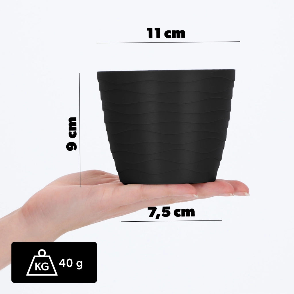 Vaso da fiori KADAX in plastica, rotondo, nero, 11 cm, per fiori e piante.
