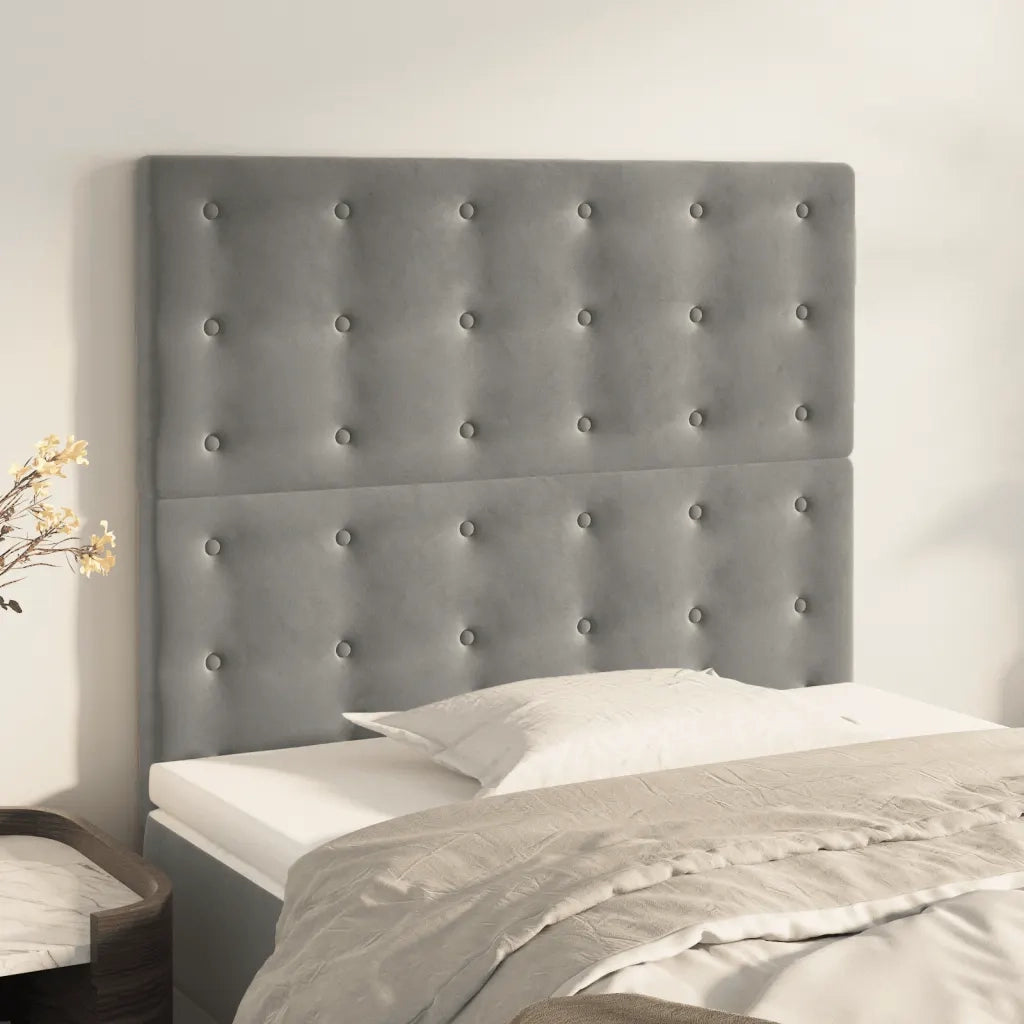 Testiera | Testata Grigio Chiaro 100x5x118/128 cm Velluto