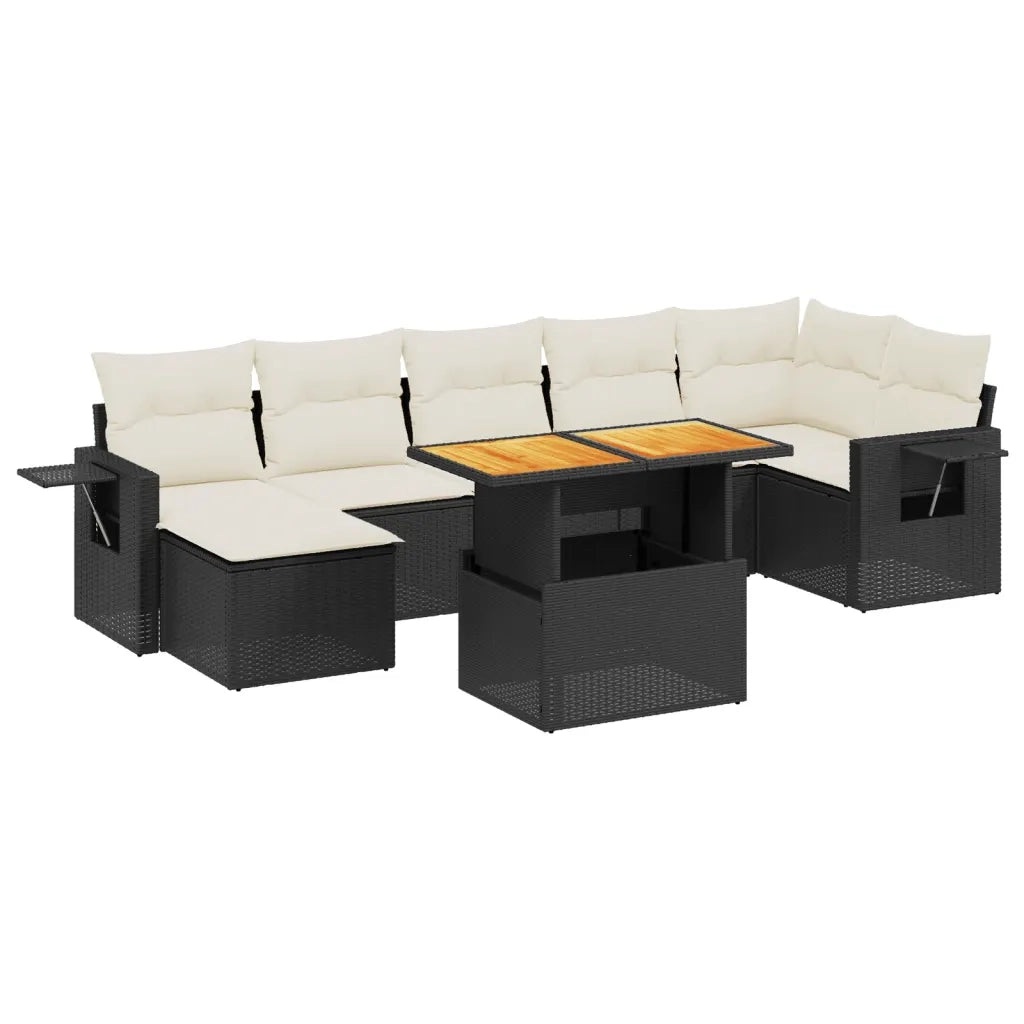 Set Divani da Giardino con Cuscini 8 pz Nero in Polyrattan 3271861