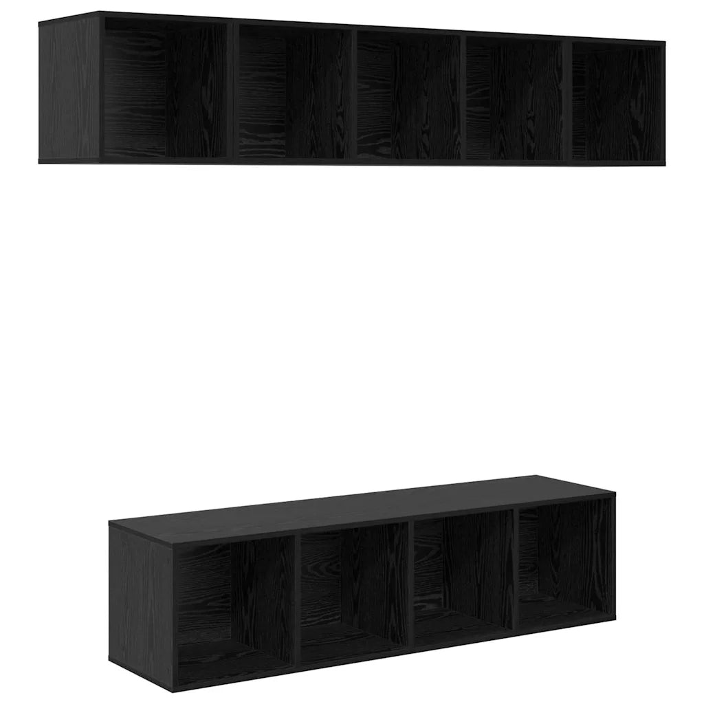 Set mobile TV 4 pz Rovere Nero Legno ingegnerizzato 3393421
