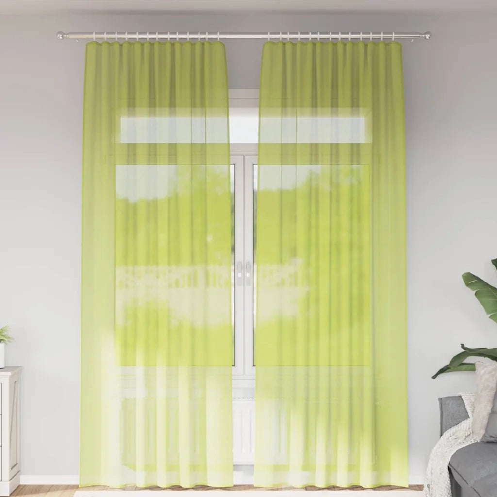 Tende in Voile con Tasche per Aste 2 pz Verde Mela