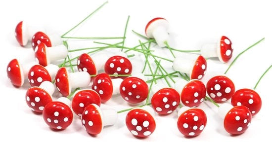 Set di 30 Mini Funghi Decorativi per Decorazione di Giardino, Gioielleria, Fiori, Decorazioni per Feste, Attività per Bambini, Educativo, Materiale di Gioco Colorato e Naturale
