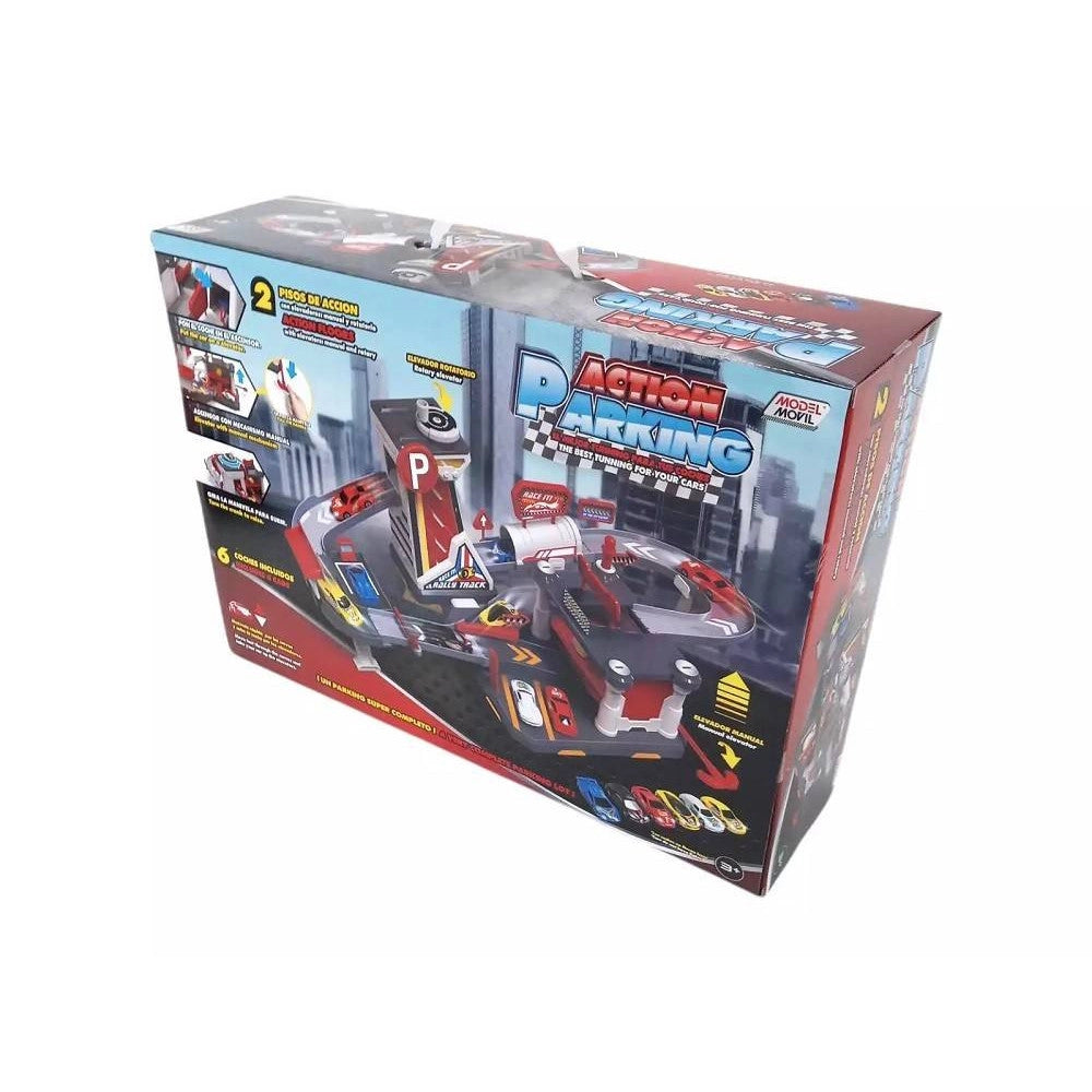 Trade Shop - Parking Rally Track Parcheggio 2 Piani Con 6 Auto Ascensore Manuale Gioco Bambini -