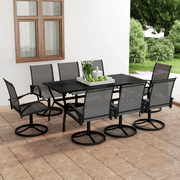 Set da Pranzo da Giardino 9 pz in Textilene e Acciaio