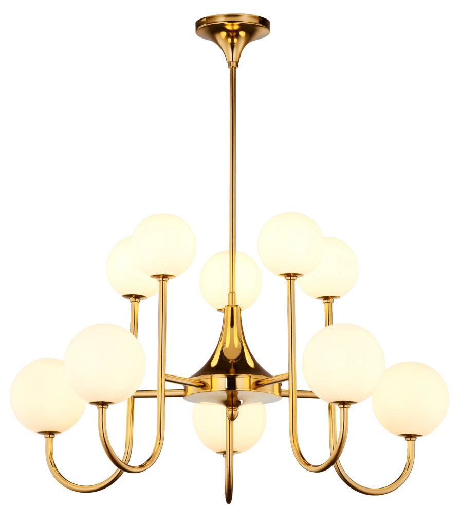 Lampadario moderno oro grande 10xG9 vetro SELEN Jupiter