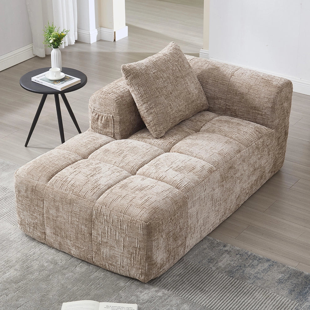Divano angolare moderno - Xylo - 3 posti in L, chenille, kaki