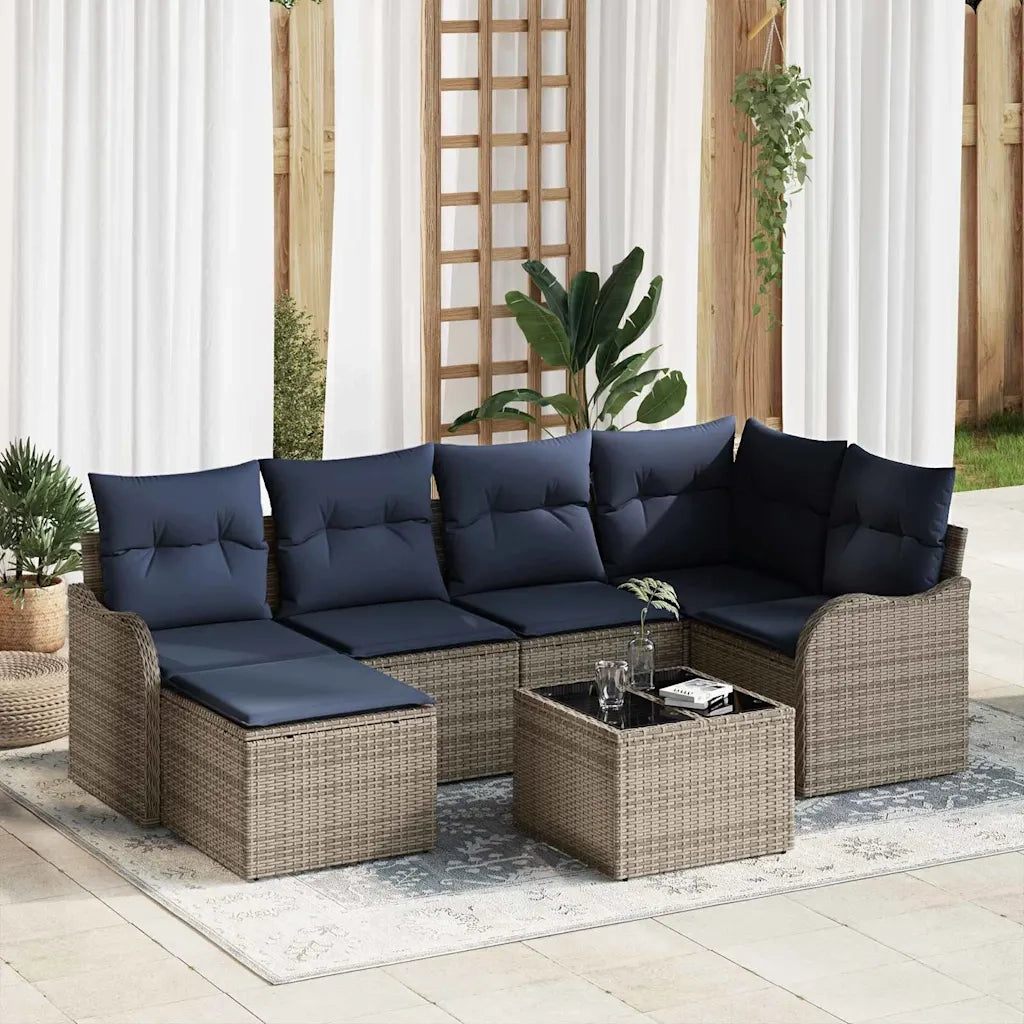 Set Divano da Giardino 7 pz Grigio polyrattan 3345785