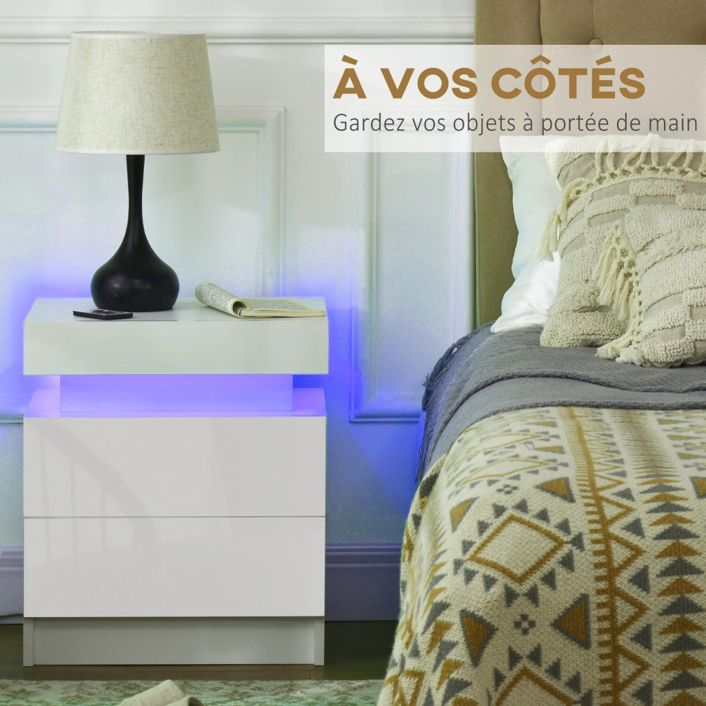 Comodino con luce LED RGB ¨C Minimal ¨C Bianco