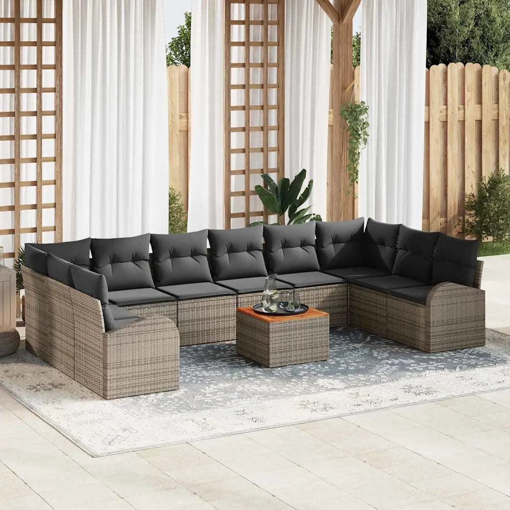 Set Divano da Giardino 11 pcs Grigio polyrattan 3356298