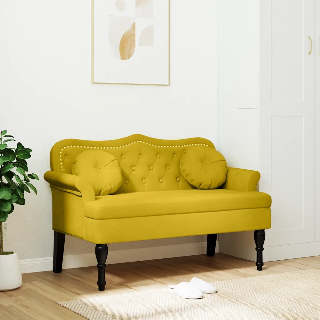 Panca con Cuscini Gialla 120,5x65x75 cm in Velluto 372146