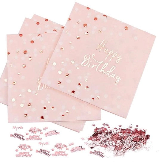 Serviette da Tavola 32 pezzi - Rosa/a Punti Neri - 3 strati - Carta - Festa d'Anniversario - 16,5 x 16,5 cm - Serviette da Festa