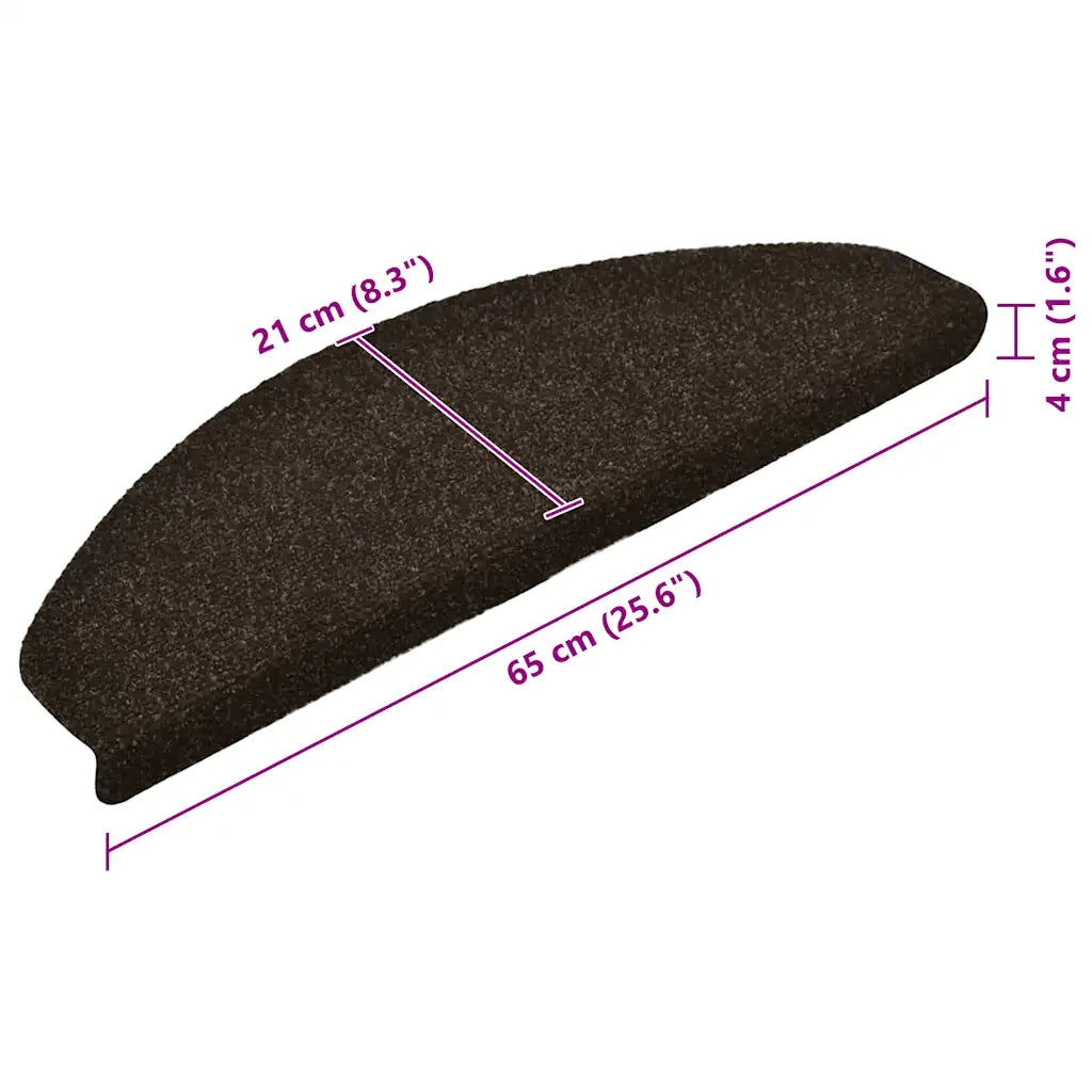 Tappetini per scale autoadesivi 30 pz 65x21x4 cm marrone scuro semicircolari grandi 3365661