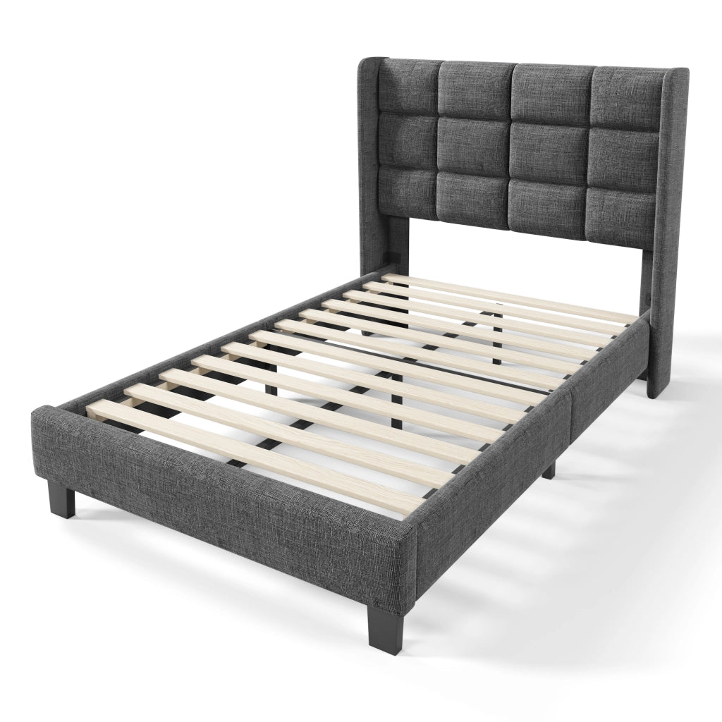 letto imbottito lino grigio 90x200 cm