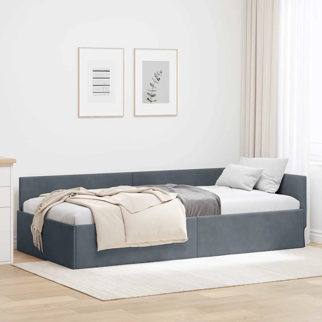 Cornice del letto ad angolo Grigio scuro 80 cm x 200 cm Velluto 42016062
