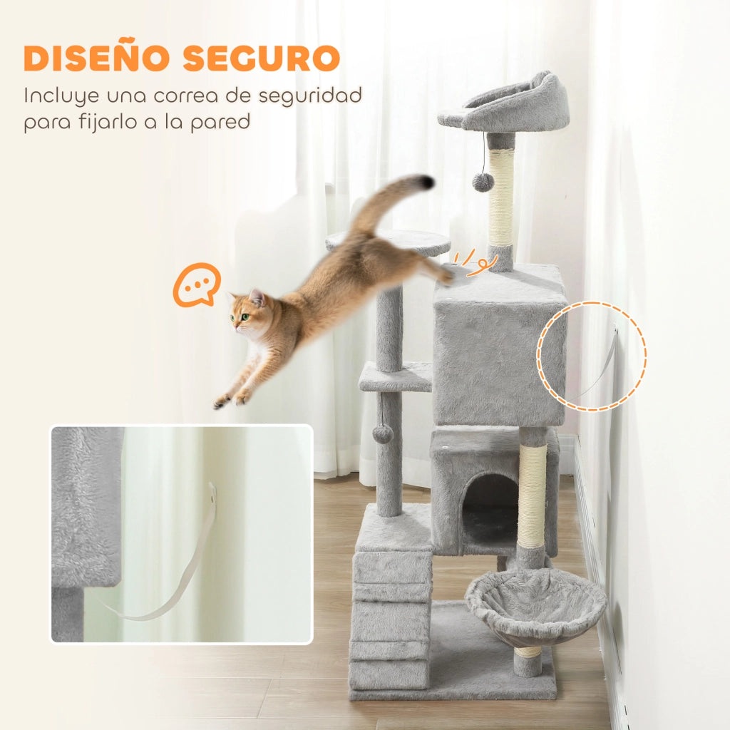 Tiragraffi per Gatti con Letto e Piattaforme ¨C zephmum ¨C Grigio Chiaro