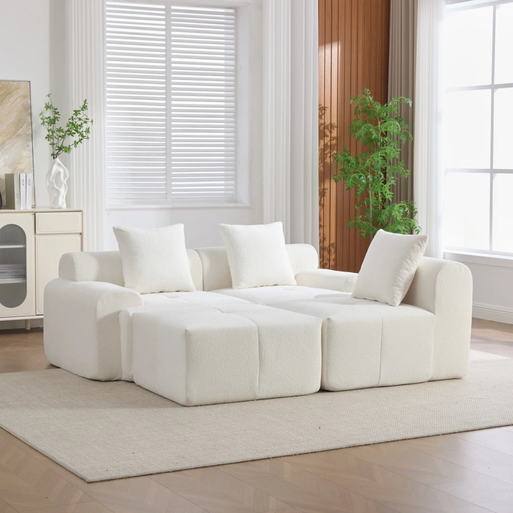 Sof¨¤ modulare a nuvola - Zephmum- 3 posti beige schiuma memory L 268x102x78 cm