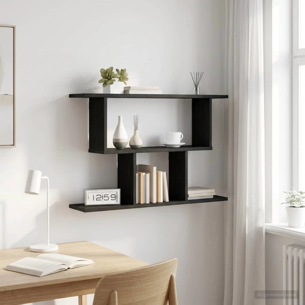 Scaffale da parete Rovere Nero 80 x 15 x 50,5 cm 8012285