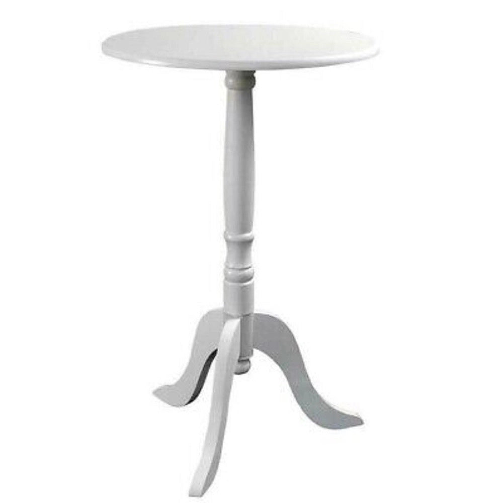 Trade Shop - Tavolo Tavolino 50x45cm Legno Tondo Bianco Moderno Classico Shabby Chic 689307 -