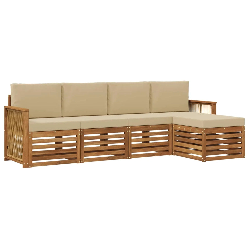 Set di divani da esterno con cuscino 5 pcs Naturale e Beige 3384239