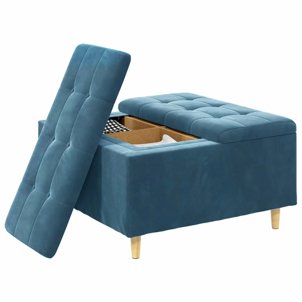 Pouf contenitore con cuscino Blu 80 x 80 x 45 cm Velluto 876839