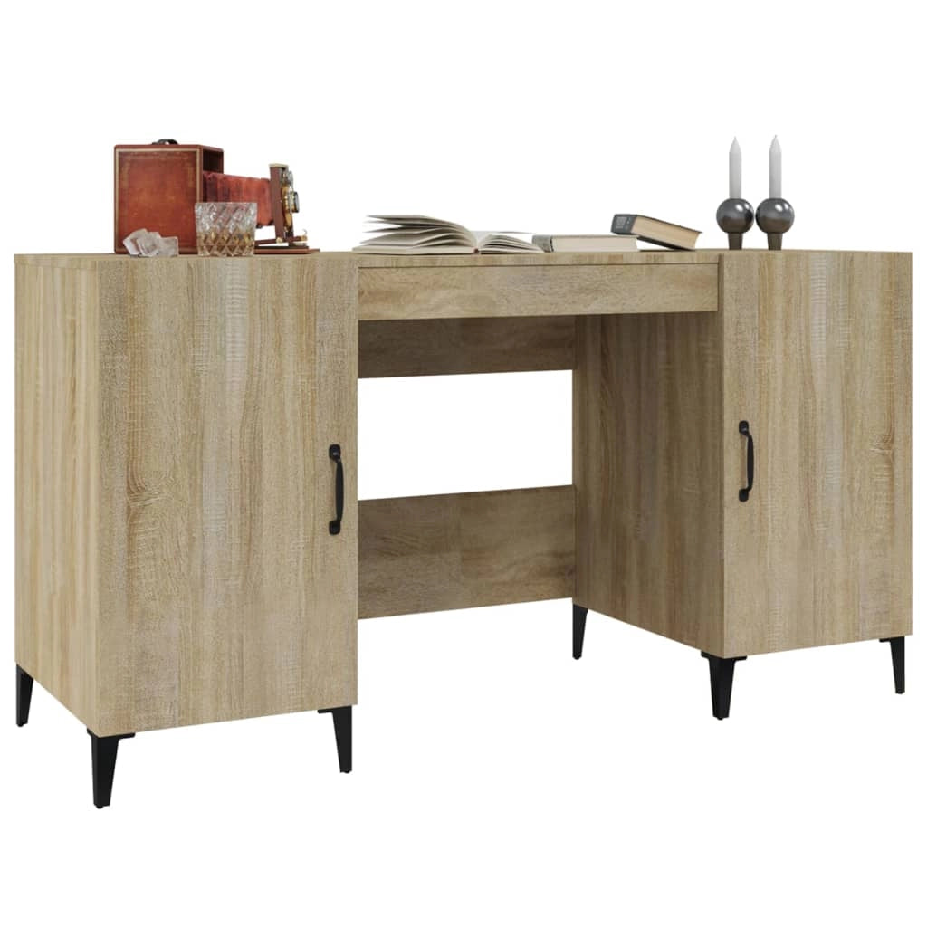 Scrivania tavolo postazione di lavoro mobile per computer studio rovere Sonoma 140 x 50 x 75 cm legno ingegnerizzato marrone 02_0023645