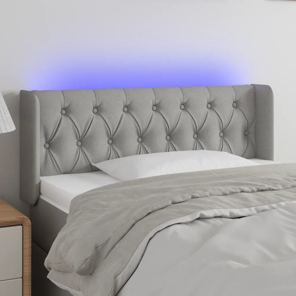 Testiera | Testata Grigio Chiaro a LED 93x16x78/88 cm in Tessuto