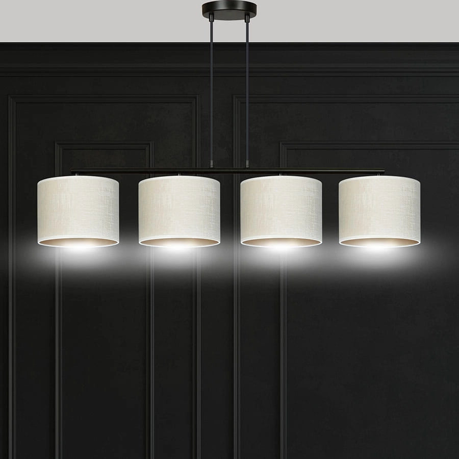 Lampadario Emibig Hilde 4 luci E27 nero crema oro