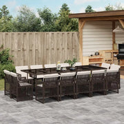 Set da Pranzo da Giardino 15 pz con Cuscini Marrone Polyrattan 3210873