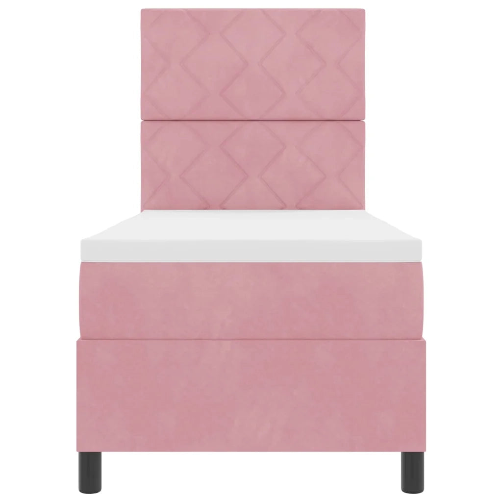 Letto a Sorgente LED con materasso Rosa 80 x 200 cm Velluto 3343345